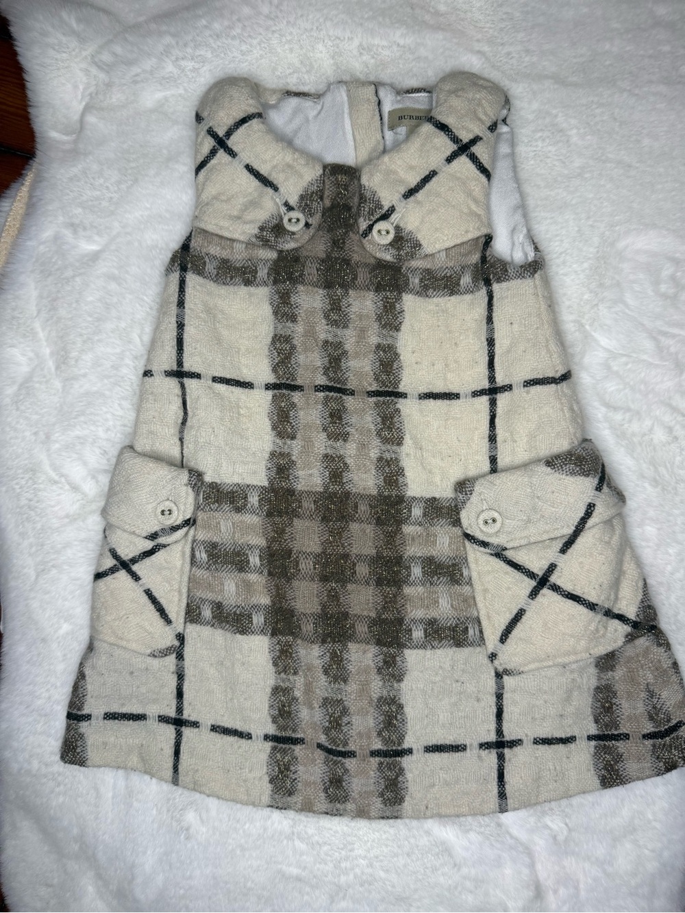 BURBERRY Plaid Wool-Blend Sleeveless Dress - Sz 3